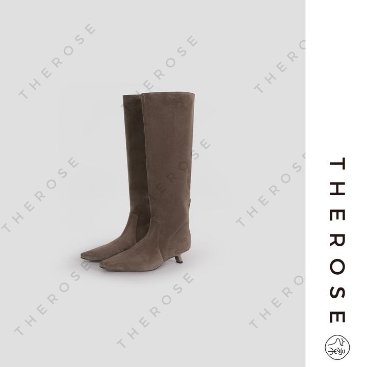 之柔【流光高筒靴】进口时尚百搭小牛反绒复古气质显瘦简约女士长靴