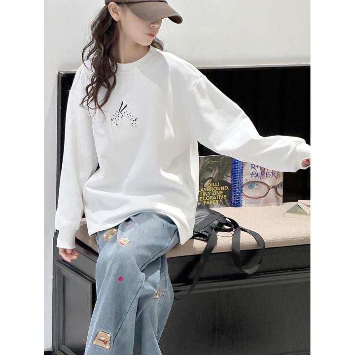 K30345孙小美刺绣女童加厚薄绒卫衣2025新款秋冬大童儿童打底上衣