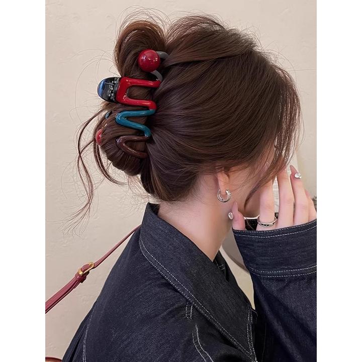 针织蝴蝶结丸子头抓夹女发夹子头饰秋冬2025新款盘发固定爪夹发卡