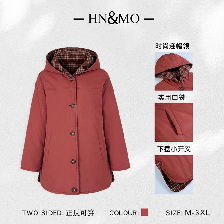 韩穆KA32712洋气双面穿厚款棉服格子2025冬季妈妈装保暖棉衣外套