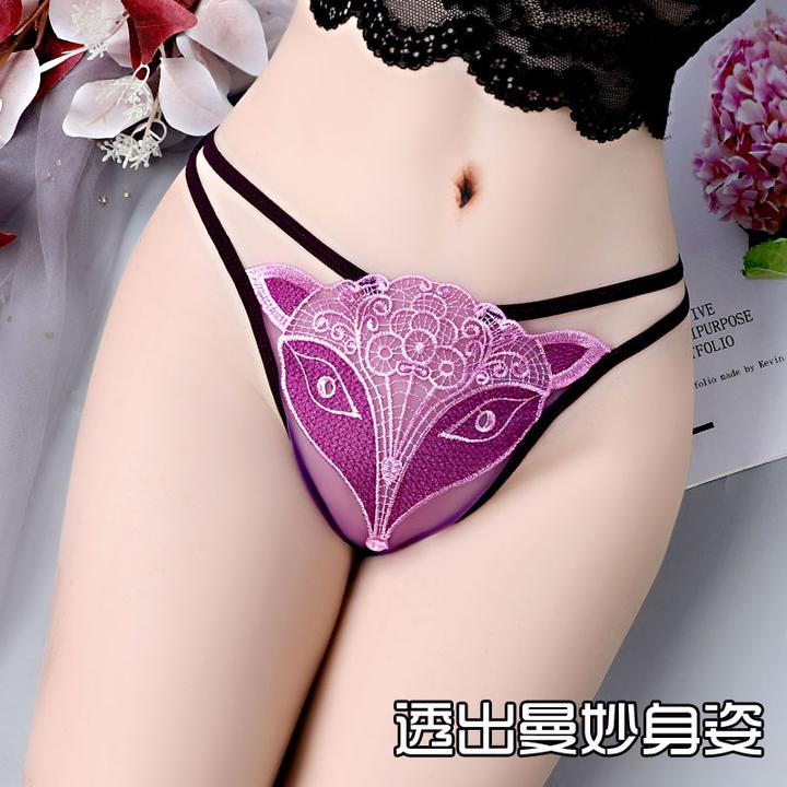 狐狸刺绣女生内裤迷人新款薄款网纱少女三角性感网红内裤女大码