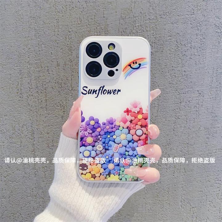 彩虹太阳花金属玻璃适用苹果16手机壳华为oppo小米15vivo新潮女款