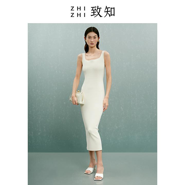致知离香令 吊带气质显瘦优雅连衣裙女时尚简约长裙ZZ23SKLA193