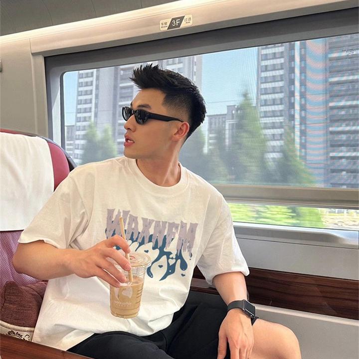 美式复古创意字母印花短袖T恤男女夏季重磅宽松时尚百搭纯棉上衣