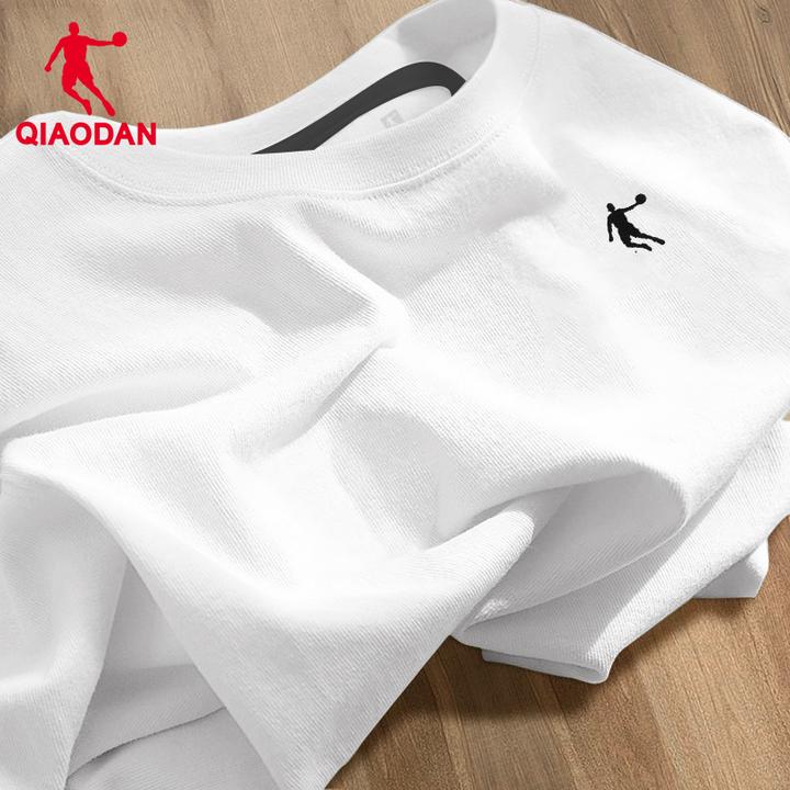 乔丹短袖男T夏季2025新款白色纯棉t恤大码圆领宽松透气半袖打底衫