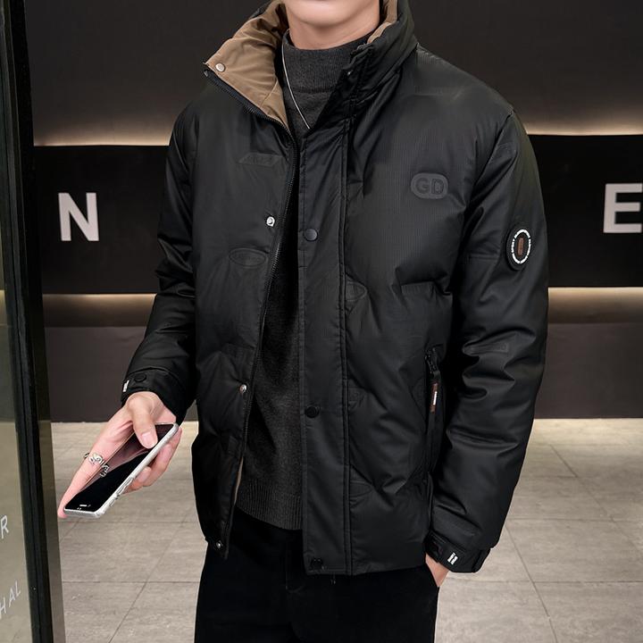 2025秋冬男士羽绒服鸭绒加厚短款潮牌上衣冬天痞帅气立领休闲外套