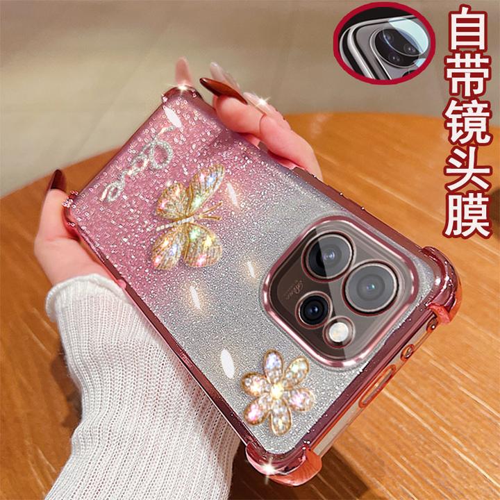 适用oppo reno15手机壳PCAM10镜头全包边镶钻蝴蝶气囊防摔套女款