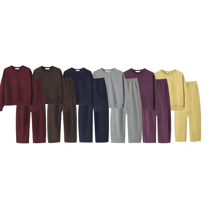 蔓迪欧尚2025秋季新款时尚洋气百搭三角标圆领套装(2520-2521)