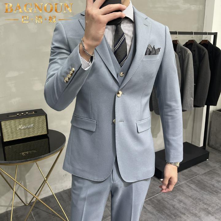 巴格奴西服套装男士新款时尚高端修身礼服商务新郎结婚休闲款西装