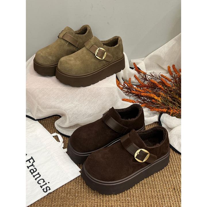 百搭厚底女鞋加厚时尚松糕加绒鞋秋冬甜美风格