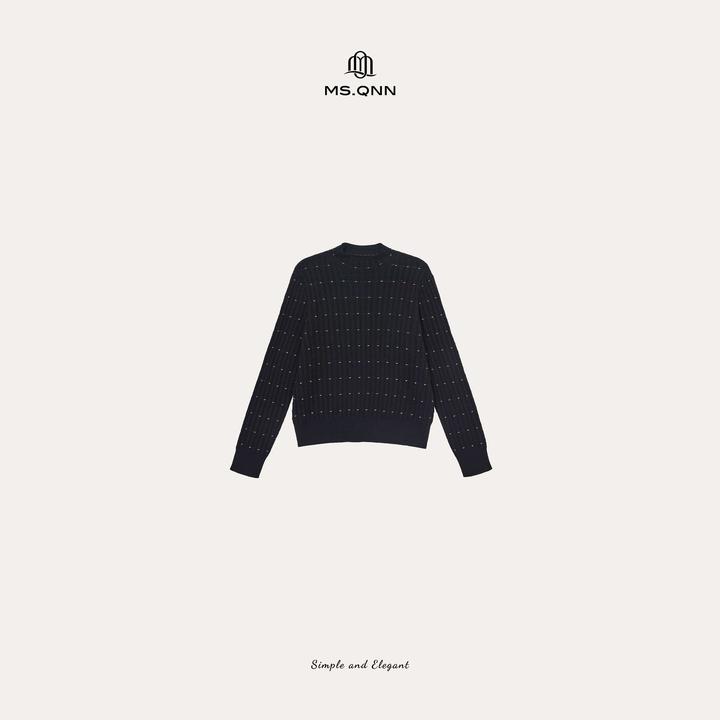 Ms.Qnn“金豆“羊毛特织定位金豆豆纱显瘦百搭针织上衣 52T139 Q姐