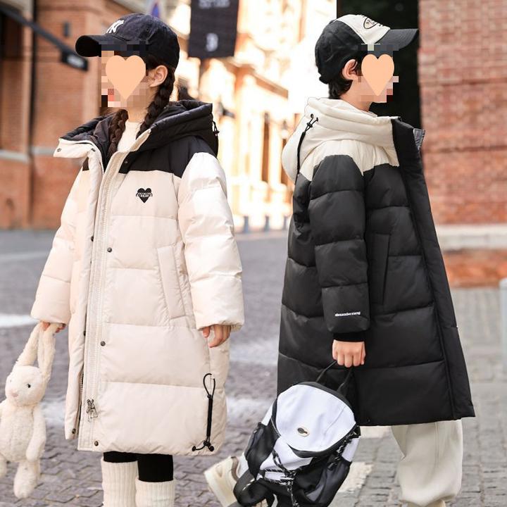 2025年新款加厚免洗羽绒服反季长款过膝男童女孩外套保暖儿童中大