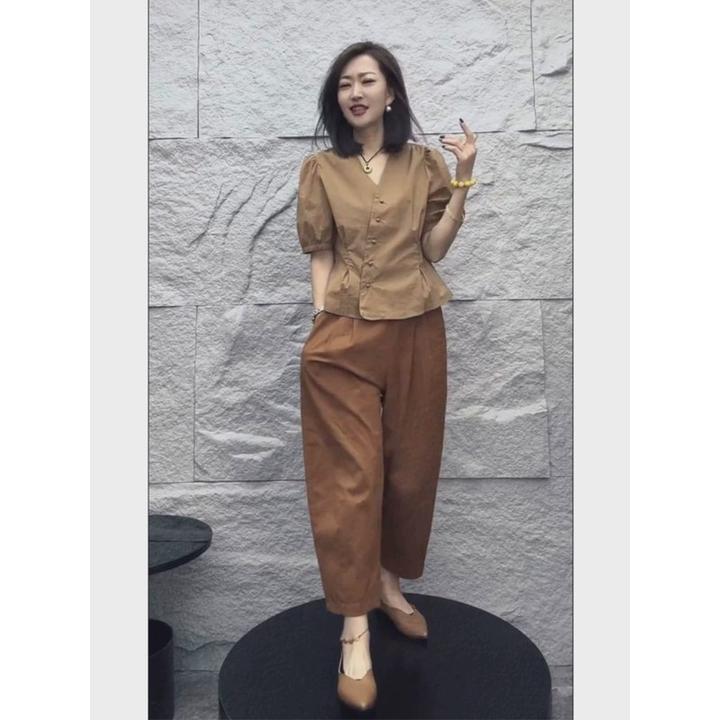 气质夏季优雅女神范小个子御姐炸街上衣小脚裤洋气套装感夏天穿搭