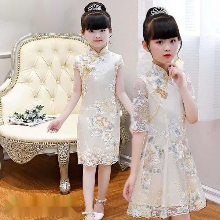 女童旗袍连衣裙夏儿童礼服2025新款公主裙古筝演出服女孩古装汉服