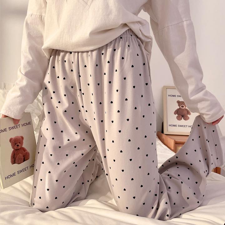 波点女孩睡裤薄款居家宽松慵懒风可外穿春秋款休闲遛弯长裤家居裤