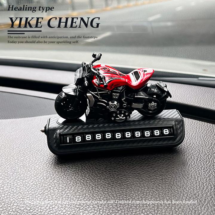 可爱卡通男朋友临时停车号码牌摩托手办车内装饰创意挪车牌