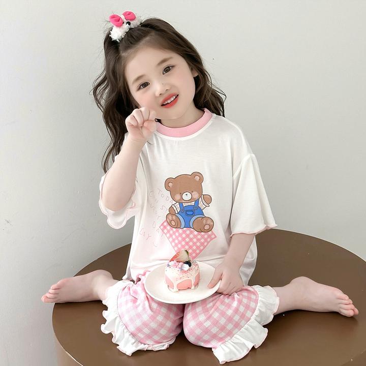 【5.25万人收藏】女童睡衣夏季2025新款儿童卡通家居服套装女宝宝