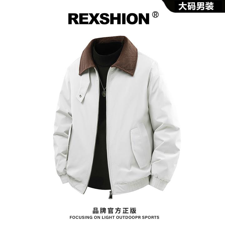 REXSHION冬季新款翻领工装羽绒服男士保暖加绒加厚飞行夹克外套男