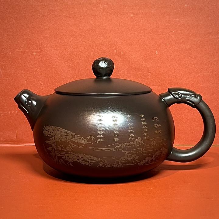 紫陶迎客松祥龙西施凤鸣壶手工大容量茶壶