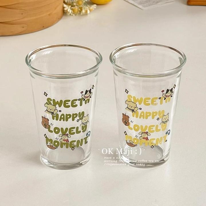 可爱玻璃杯耐热加厚大容量家用喝水杯子耐高温水杯咖啡杯牛奶早餐