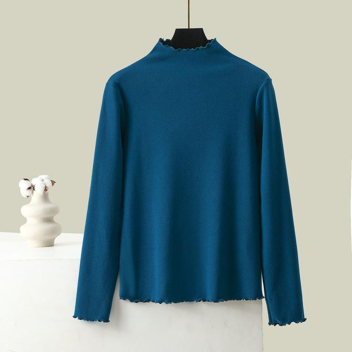 女士秋冬长袖半高领加厚保暖时尚木耳边百搭高颜值居家小物件打底