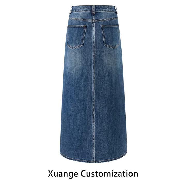 秋上新【顺丰包邮-运费险】弹力旗袍中长裙牛仔半身裙高腰牛仔裙女