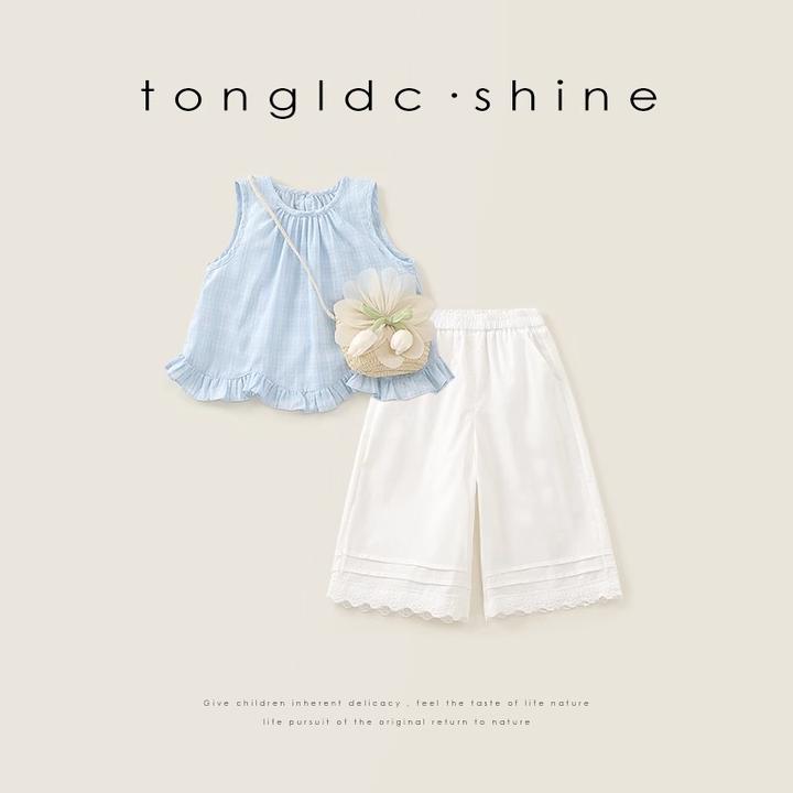 女童套装夏洋气小童婴儿宝宝夏款超好看的韩系无袖两件套衣服