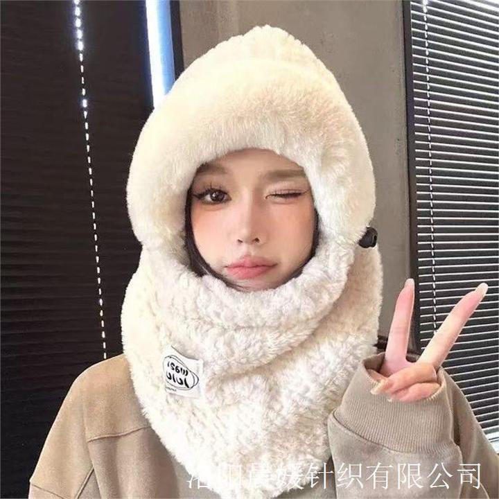 冬季新东北防寒帽子围巾一体面罩女秋冬季头盔骑车保暖防风围脖骑