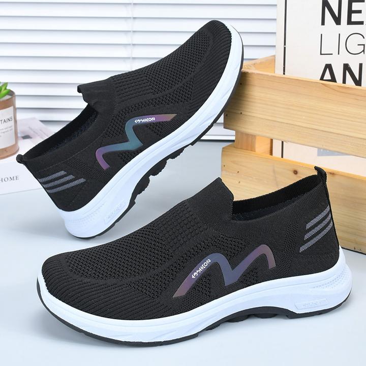 中老年夏季透气软底防滑减震爸爸鞋轻质男士一脚蹬健步轻便休闲鞋