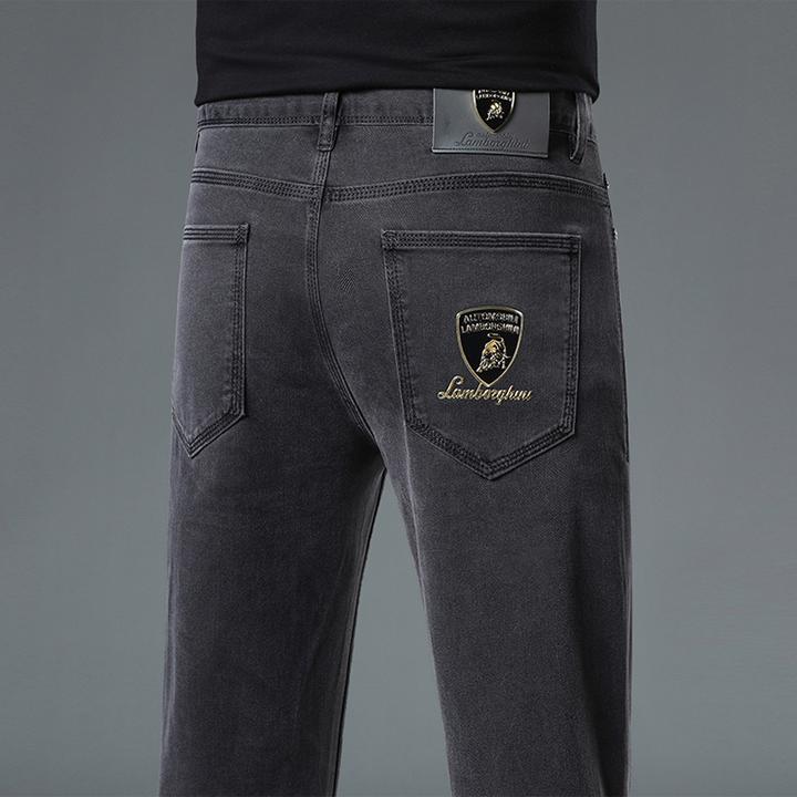 秋冬新款弹力牛仔裤男士高端简约百搭商务休闲修身直筒水洗长裤子