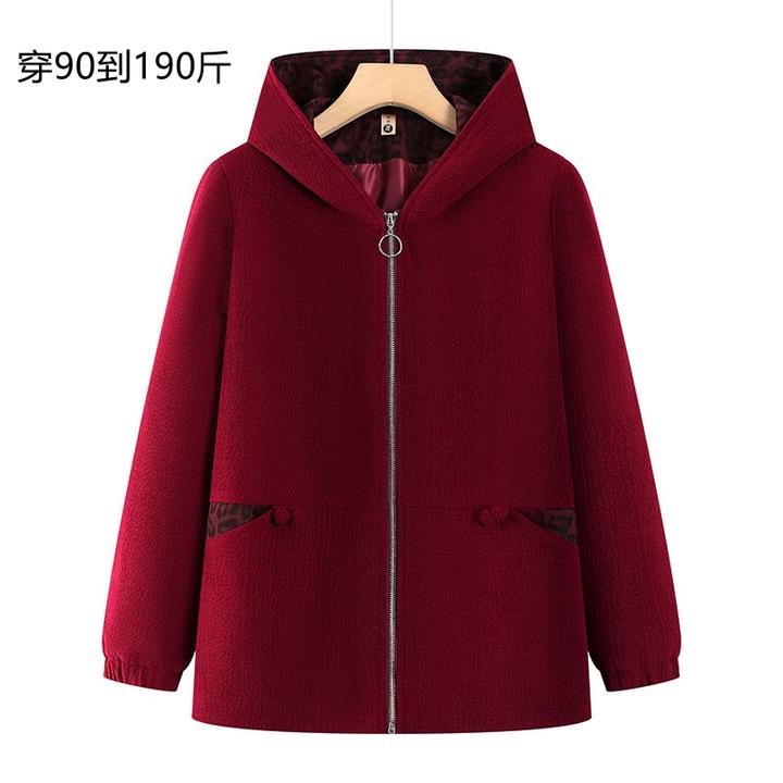 中老年人外套女连帽款春秋胖妈妈装夹克休闲百搭宽松大码奶奶上衣