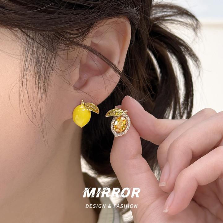 小麋人 925银耳饰 CE9342夏日一颗柠檬耳钉女耳环耳饰银针小众