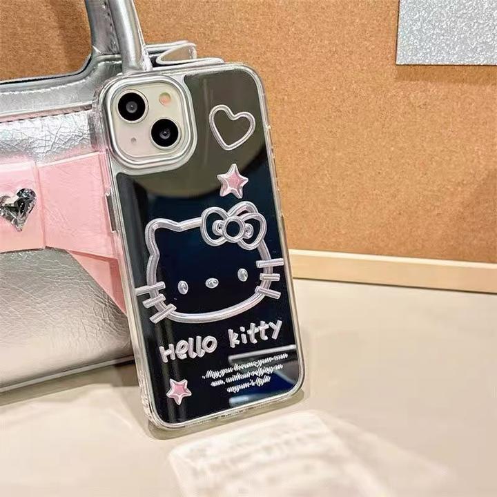 ins镜面可爱星星猫咪适用苹果16promax手机壳15pro小众创意女防摔