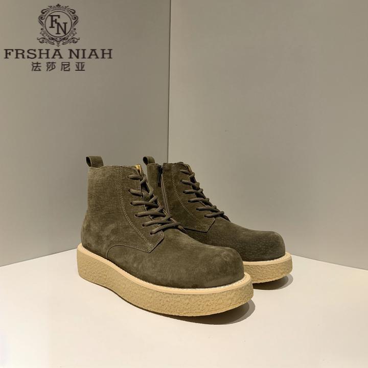 法莎尼亚新款马丁靴男款英伦风复古工装靴高帮户外休闲百搭中筒靴