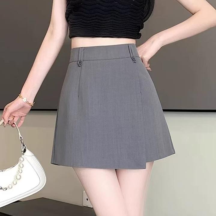 透气高腰成人裙裤拼接纯色短裤夏季小个子薄款包臀防走光百搭