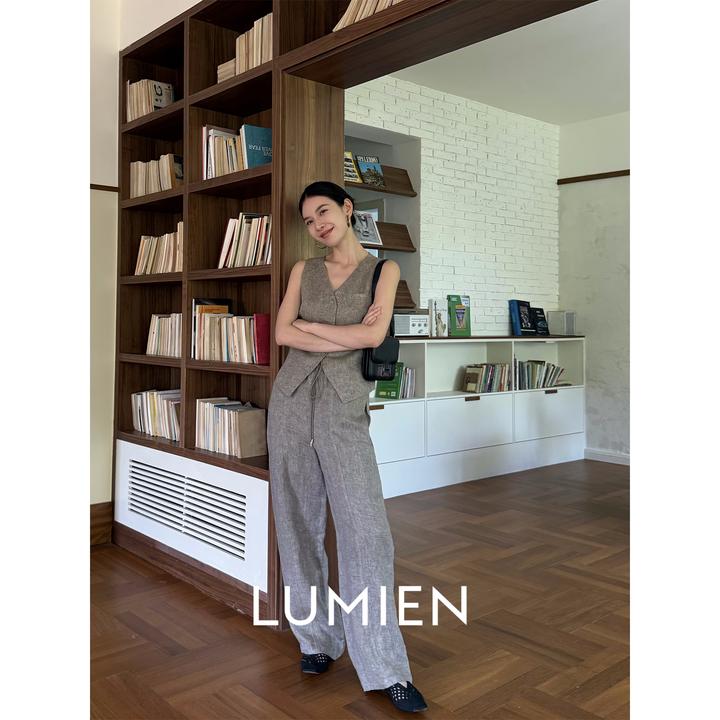 【LUMIEN】高智感V领收腰纯亚麻马甲长裤套装LX5DZH151/LX5DZK152
