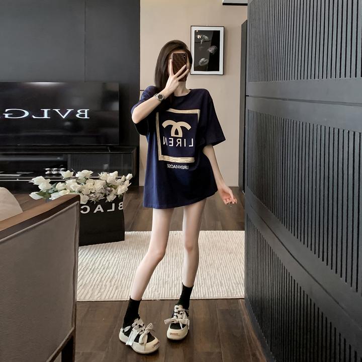 美式洋气印花减龄短袖t恤女精致时髦圆领设计感小众上衣高端潮牌