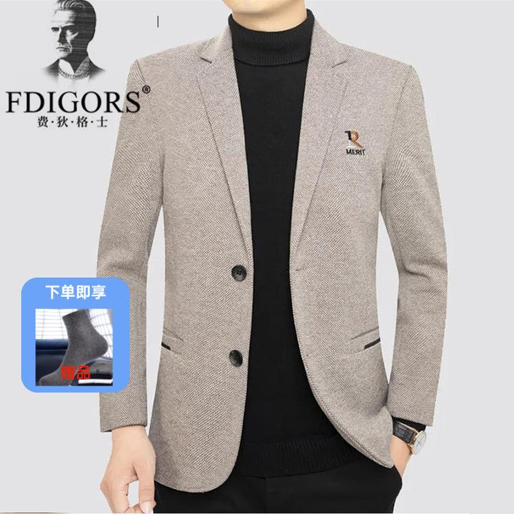 FDIGORS西服男士春秋新款高英伦风时尚修身免烫西装外套