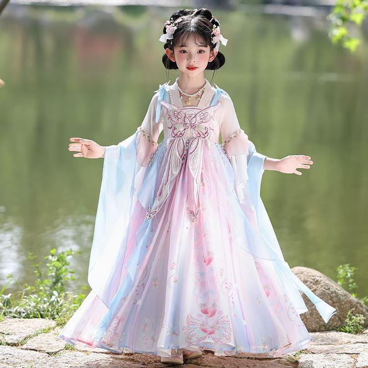 汉服女童2025夏季儿童新中式国风连衣裙古风唐装超仙女孩公主襦裙