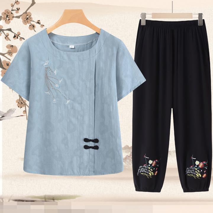 中老年人女装妈妈装夏季高贵洋气母亲60-80岁老太太衣服奶奶套装