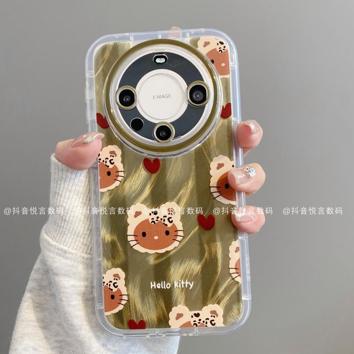 泡芙羽纱适用华为mate70pro/60/50/40苹果17promax绿底KT潮手机壳