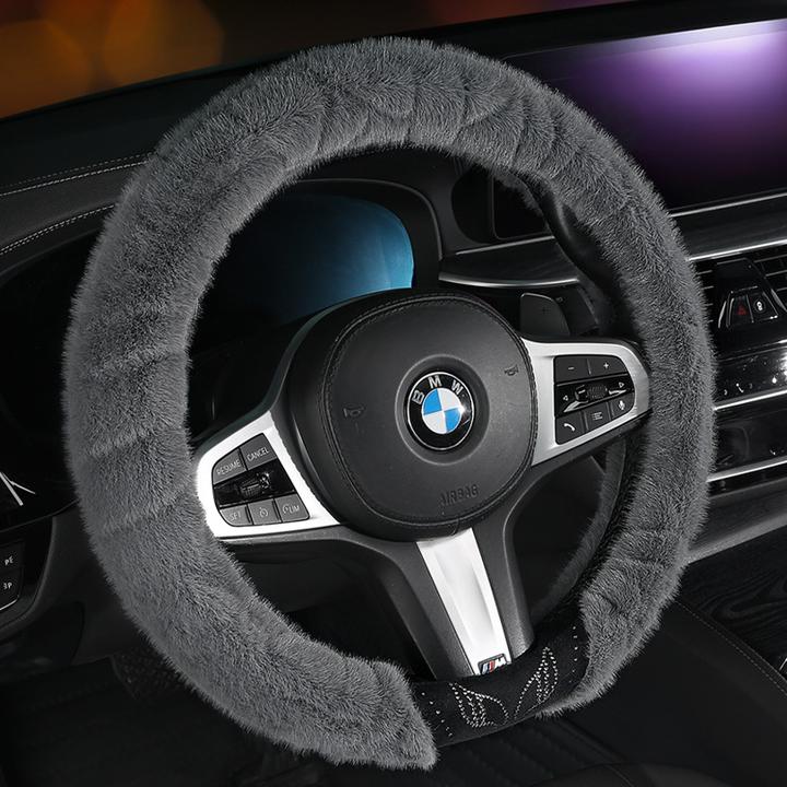 秋冬季汽车短毛绒方向盘套通用型保暖防滑短毛绒男女时尚冬季把套