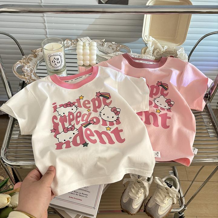 （现货）儿童棉短袖T恤2025夏季新款宝宝宽松休闲半袖卡通时尚上衣