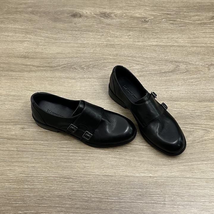 Dannyfrey真皮复古乐福鞋女高级感皮带扣平底法式小皮鞋英伦风