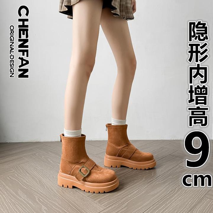 【官网小C&K旗舰店】内增高9cm小个子显瘦厚底小众马丁靴女2025新