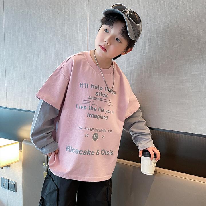 儿童装男童春装卫衣2025新款大童春秋款男孩春季假两件打底衫