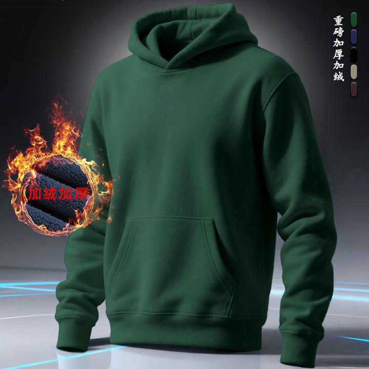 加绒加厚美式连帽卫衣简约情侶连帽男士秋冬卫衣男款爆款2025新款