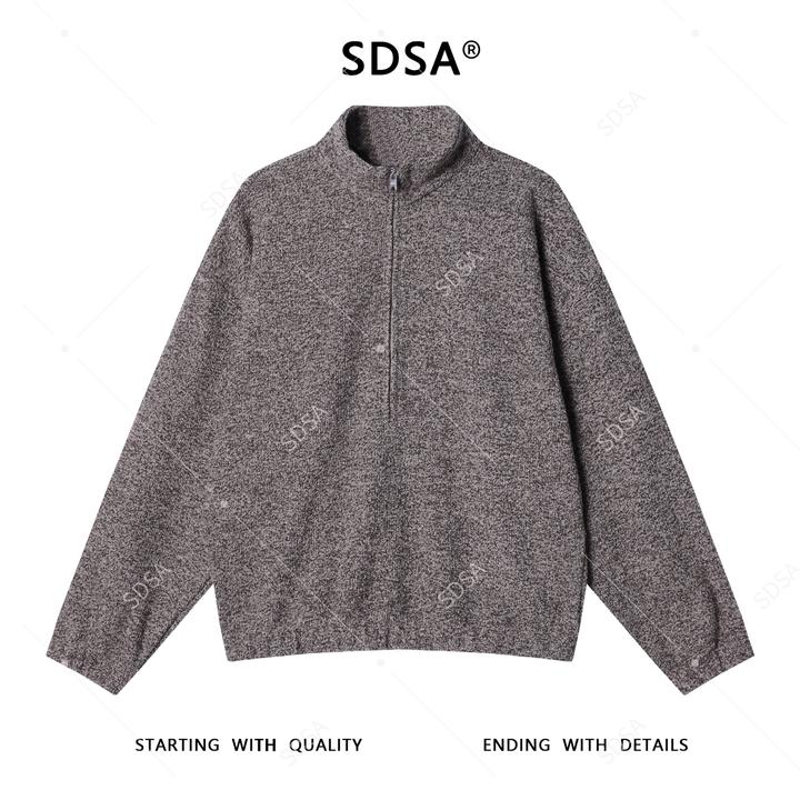 SDSA男士秋冬新款痞帅男装韩版小香风半拉链立领针织卫衣百搭宽松