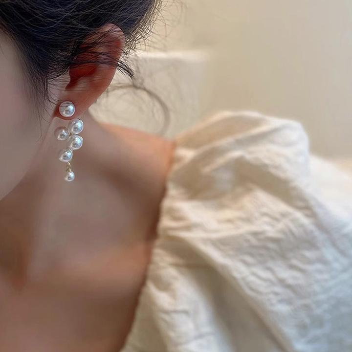 奥系AOXI流苏珍珠耳环2025新款爆款高级感纯银耳钉适合夏天的耳饰