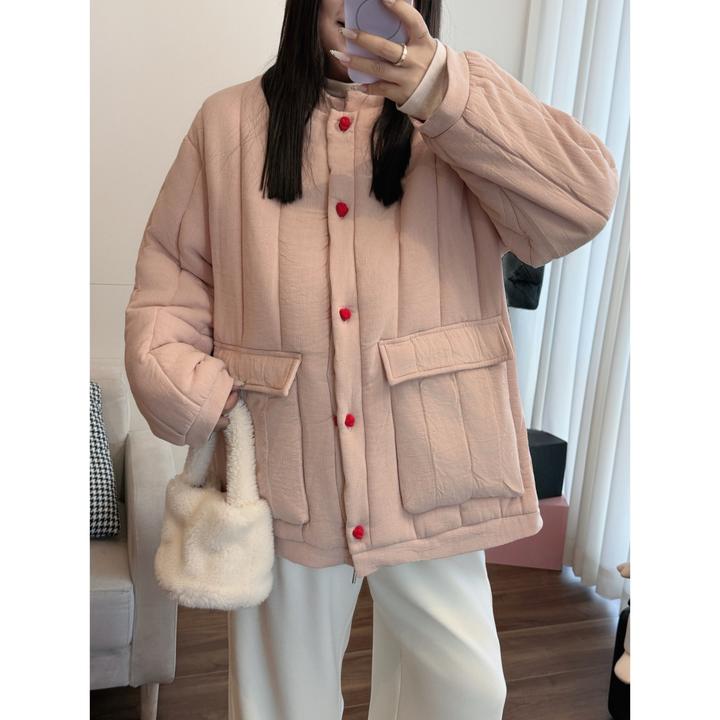 花契“里约日落”大码女装冬季宽松200斤胖mm新中式加厚棉服12556-H